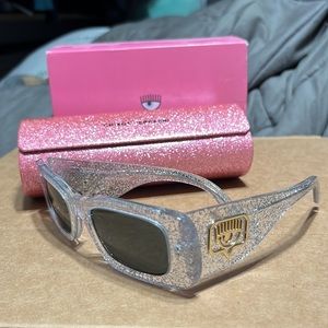 RARE Chiara Ferragni Sunglass Hut Silver Glitter Sunglasses